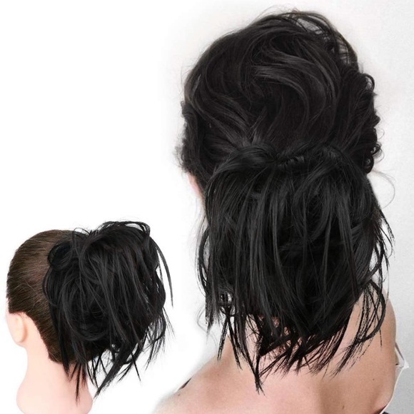 Hair Natural Black Messy Hair Bun Elastic Rubber Band Poshmark